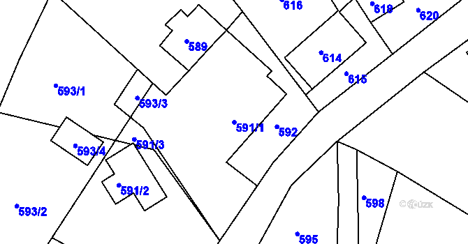 Parcela st. 591/1 v KÚ Štípa, Katastrální mapa