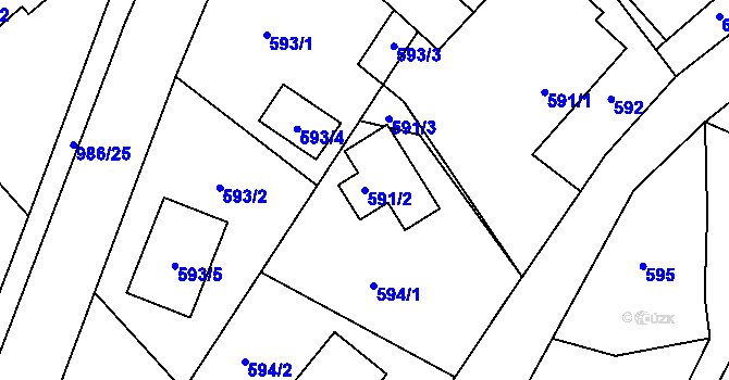 Parcela st. 591/2 v KÚ Štípa, Katastrální mapa