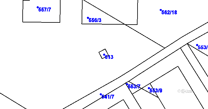 Parcela st. 613 v KÚ Štípa, Katastrální mapa