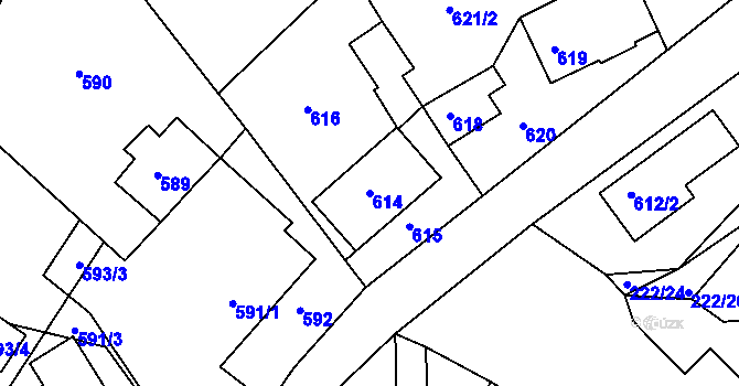 Parcela st. 614 v KÚ Štípa, Katastrální mapa