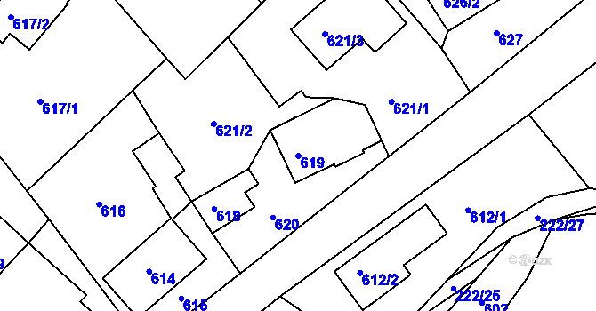 Parcela st. 619 v KÚ Štípa, Katastrální mapa