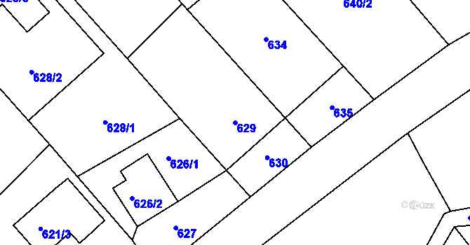 Parcela st. 629 v KÚ Štípa, Katastrální mapa