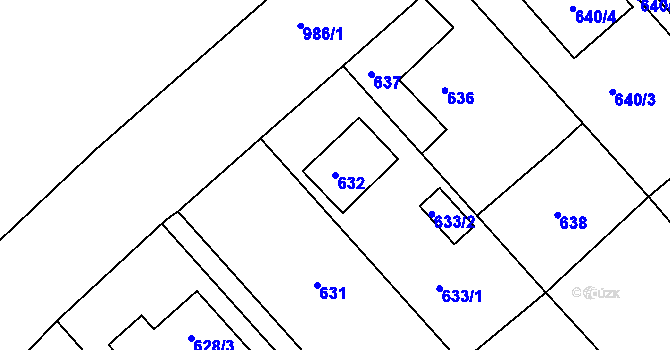 Parcela st. 632 v KÚ Štípa, Katastrální mapa