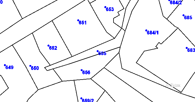 Parcela st. 655 v KÚ Štípa, Katastrální mapa