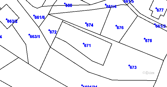 Parcela st. 671 v KÚ Štípa, Katastrální mapa