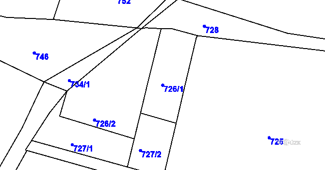 Parcela st. 726/1 v KÚ Štípa, Katastrální mapa