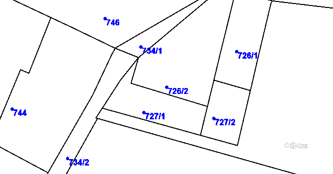 Parcela st. 726/2 v KÚ Štípa, Katastrální mapa