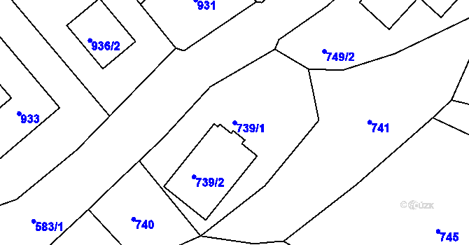 Parcela st. 739/1 v KÚ Štípa, Katastrální mapa