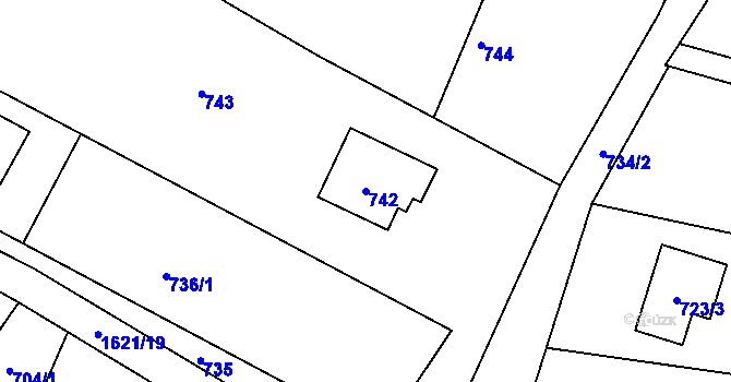 Parcela st. 742 v KÚ Štípa, Katastrální mapa