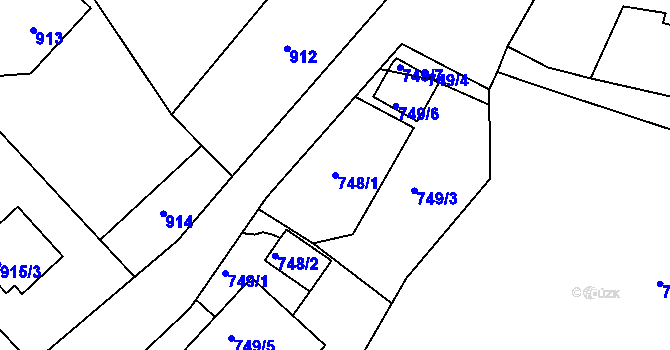 Parcela st. 748/1 v KÚ Štípa, Katastrální mapa