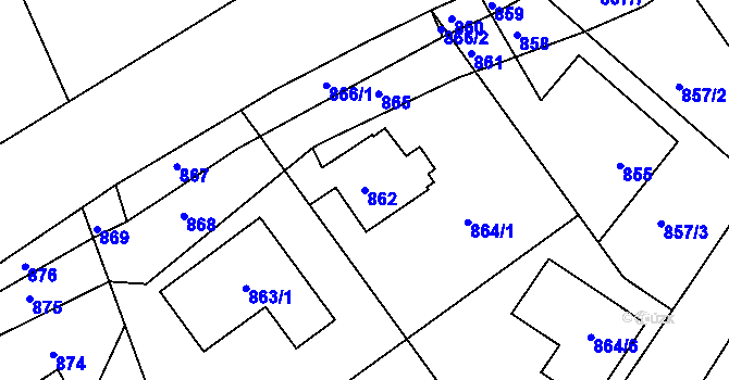 Parcela st. 862 v KÚ Štípa, Katastrální mapa
