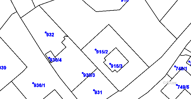 Parcela st. 915/2 v KÚ Štípa, Katastrální mapa