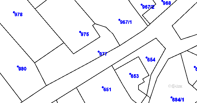 Parcela st. 977 v KÚ Štípa, Katastrální mapa