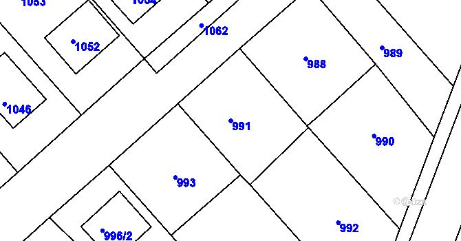 Parcela st. 991 v KÚ Štípa, Katastrální mapa