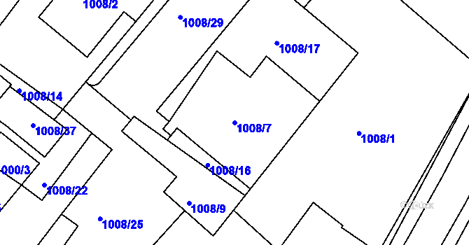 Parcela st. 1008/7 v KÚ Štípa, Katastrální mapa