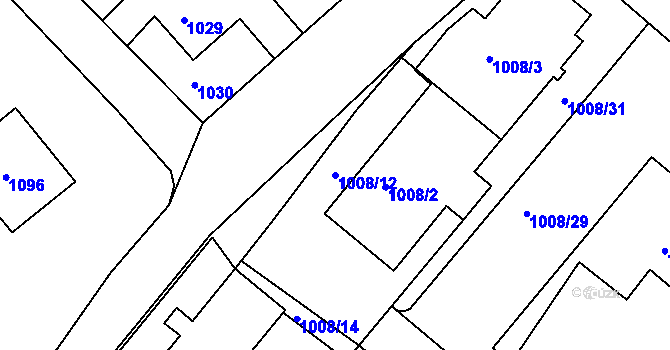 Parcela st. 1008/12 v KÚ Štípa, Katastrální mapa