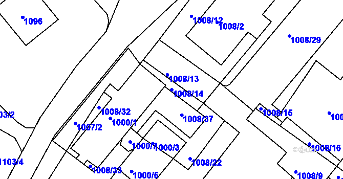 Parcela st. 1008/14 v KÚ Štípa, Katastrální mapa