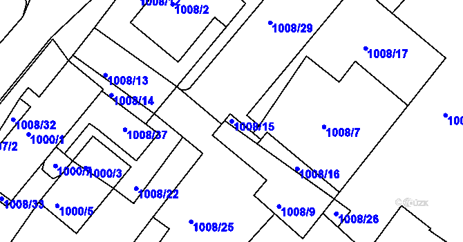 Parcela st. 1008/15 v KÚ Štípa, Katastrální mapa