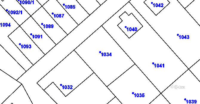 Parcela st. 1034 v KÚ Štípa, Katastrální mapa