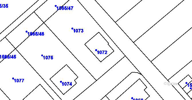 Parcela st. 1072 v KÚ Štípa, Katastrální mapa