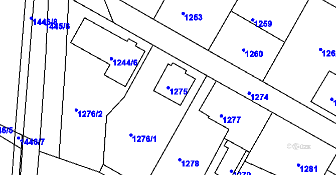 Parcela st. 1275 v KÚ Štípa, Katastrální mapa