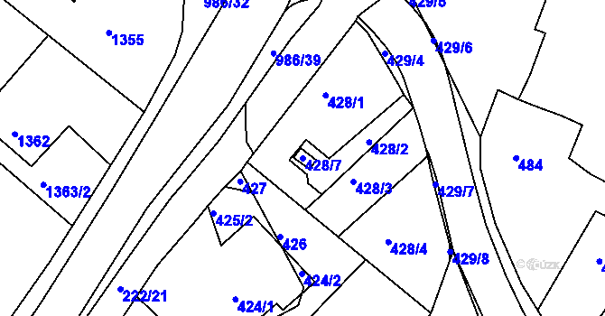 Parcela st. 428/7 v KÚ Štípa, Katastrální mapa