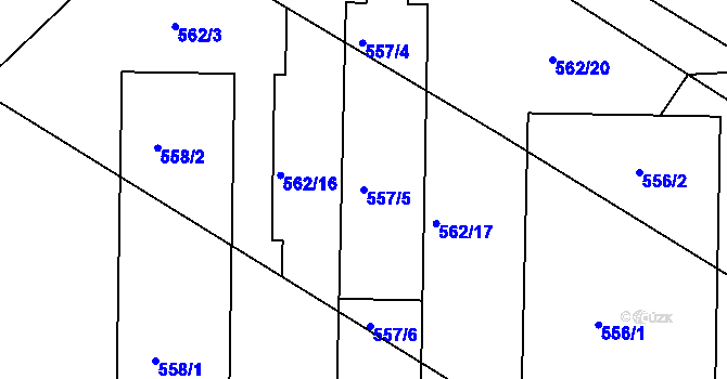 Parcela st. 557/5 v KÚ Štípa, Katastrální mapa
