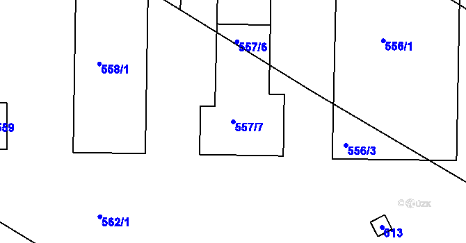 Parcela st. 557/7 v KÚ Štípa, Katastrální mapa