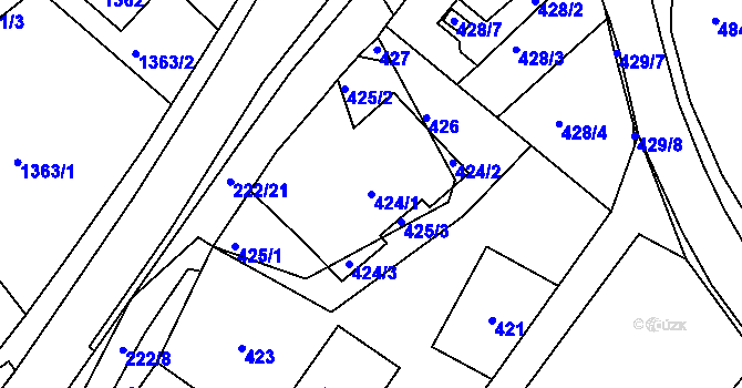 Parcela st. 424/1 v KÚ Štípa, Katastrální mapa