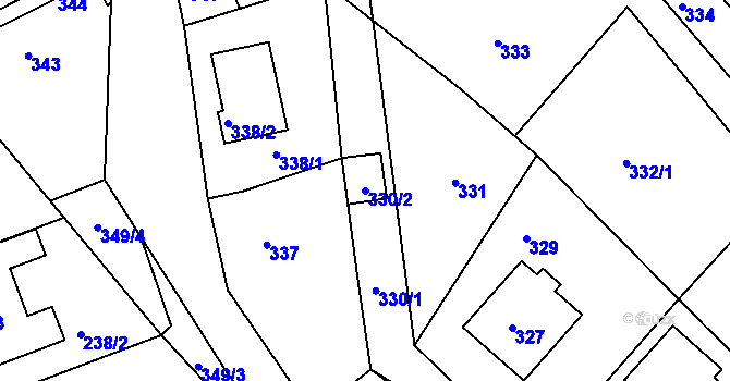 Parcela st. 330/2 v KÚ Štípa, Katastrální mapa