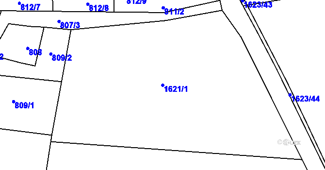 Parcela st. 1621/1 v KÚ Štípa, Katastrální mapa