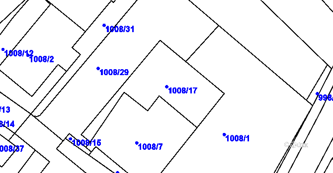 Parcela st. 1008/17 v KÚ Štípa, Katastrální mapa