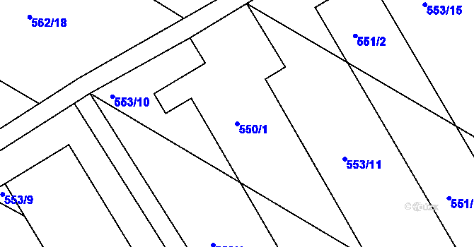 Parcela st. 550/1 v KÚ Štípa, Katastrální mapa