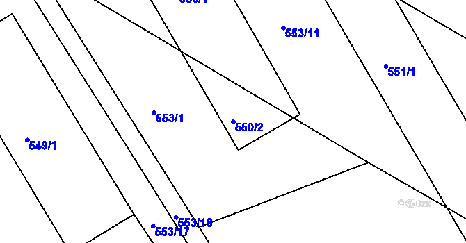 Parcela st. 550/2 v KÚ Štípa, Katastrální mapa
