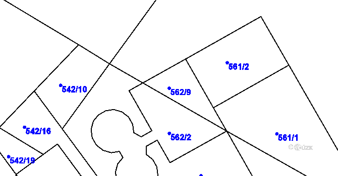 Parcela st. 562/9 v KÚ Štípa, Katastrální mapa