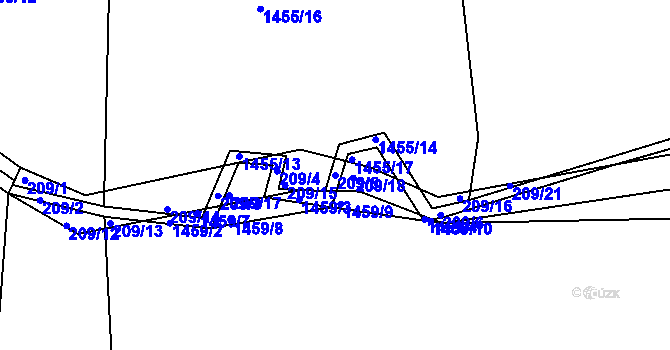 Parcela st. 209/5 v KÚ Štípa, Katastrální mapa