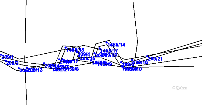 Parcela st. 209/18 v KÚ Štípa, Katastrální mapa