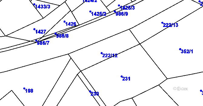 Parcela st. 222/12 v KÚ Štípa, Katastrální mapa