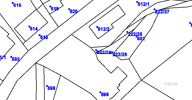 Parcela st. 222/24 v KÚ Štípa, Katastrální mapa