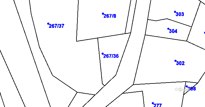 Parcela st. 267/36 v KÚ Štípa, Katastrální mapa