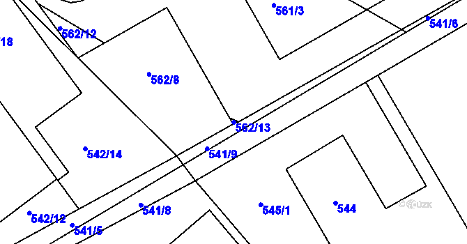 Parcela st. 562/13 v KÚ Štípa, Katastrální mapa