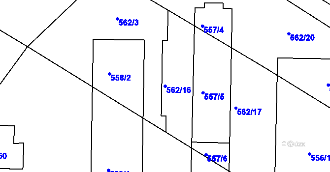 Parcela st. 562/16 v KÚ Štípa, Katastrální mapa
