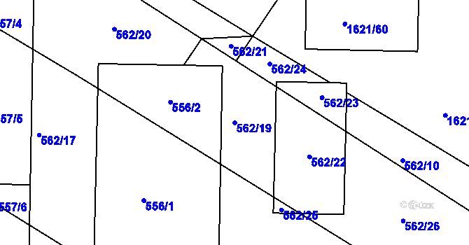 Parcela st. 562/19 v KÚ Štípa, Katastrální mapa