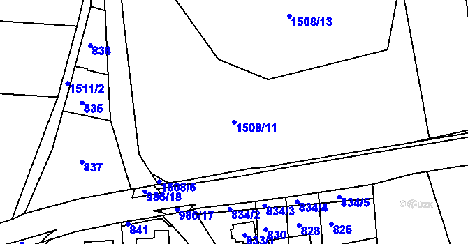 Parcela st. 1508/11 v KÚ Štípa, Katastrální mapa