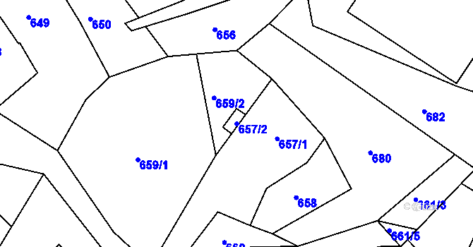 Parcela st. 657/2 v KÚ Štípa, Katastrální mapa