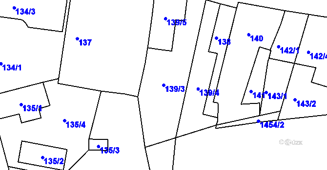 Parcela st. 139/3 v KÚ Štípa, Katastrální mapa