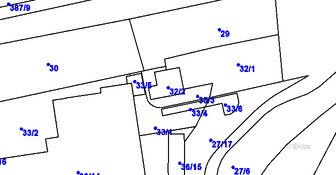 Parcela st. 32/2 v KÚ Štípa, Katastrální mapa