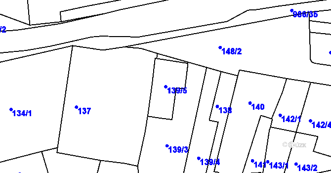 Parcela st. 139/5 v KÚ Štípa, Katastrální mapa