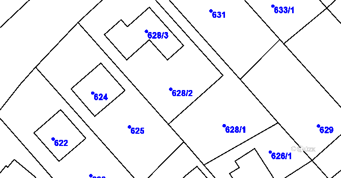 Parcela st. 628/2 v KÚ Štípa, Katastrální mapa