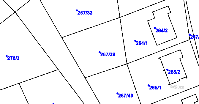Parcela st. 267/39 v KÚ Štípa, Katastrální mapa